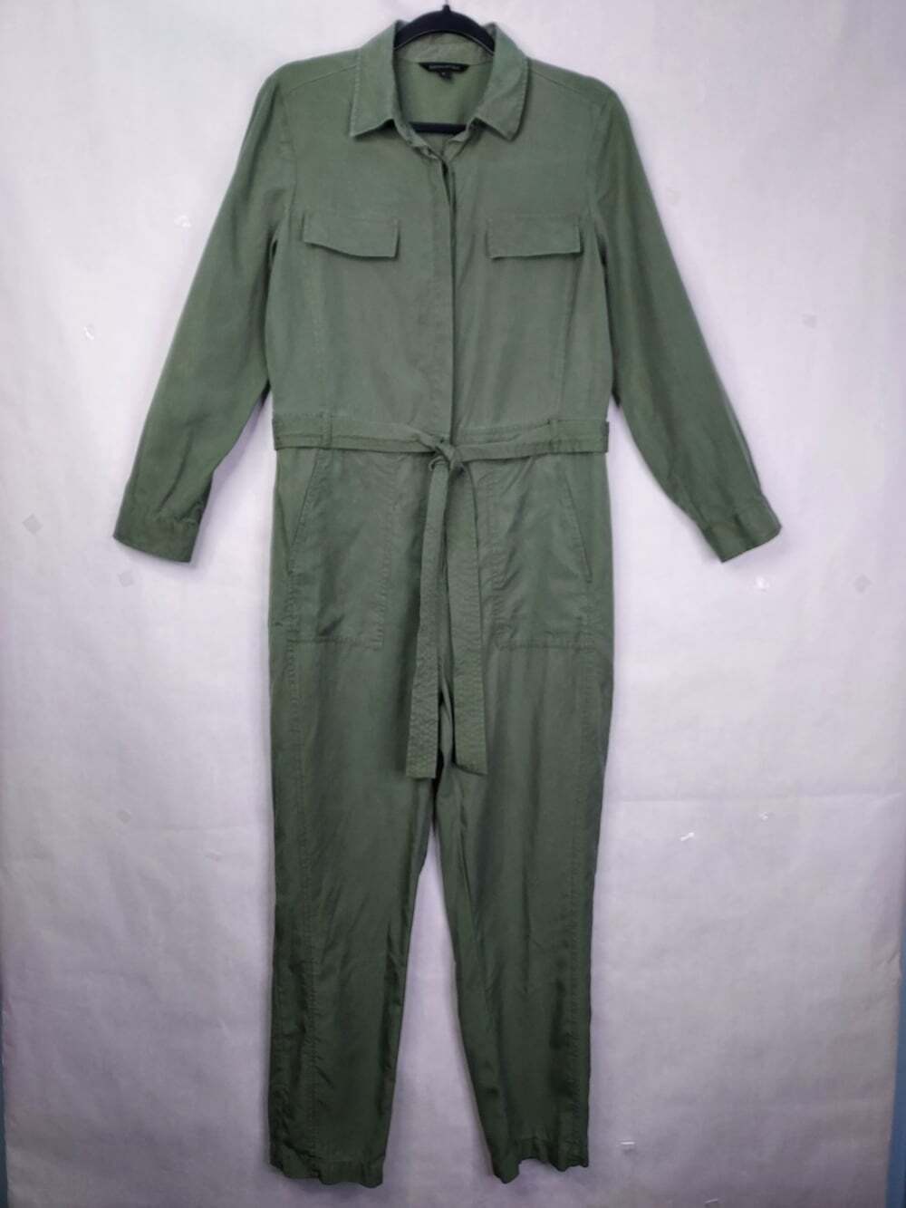 Banana Republic Jumpsuit Women's 8 Olive Utility Long Sleeve Flightsuit Belted